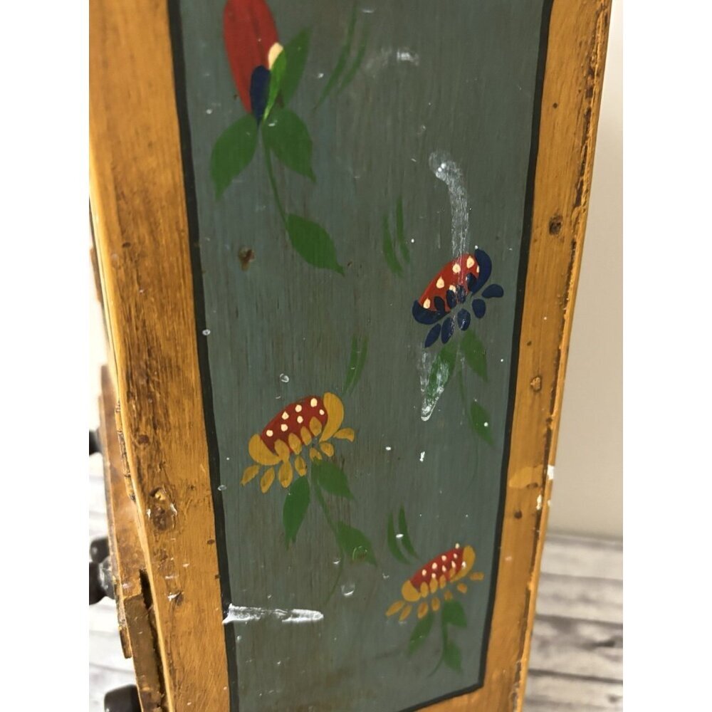 Hand Painted Vintage Dollhouse Armoire Folk Art Cabinet Dresser Cottage 19” - Picture 5 of 16